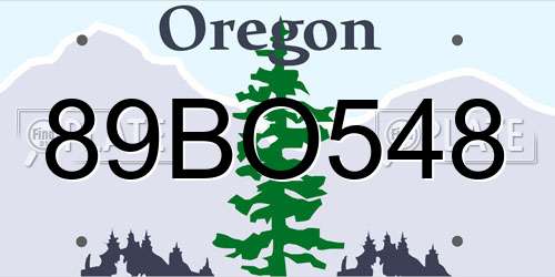 89BO548 Oregon License Plate