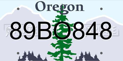 89BO848 Oregon License Plate