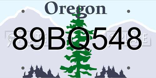 89BQ548 Oregon License Plate