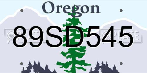 89SD545 Oregon License Plate