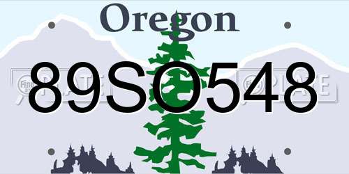 89SO548 Oregon License Plate
