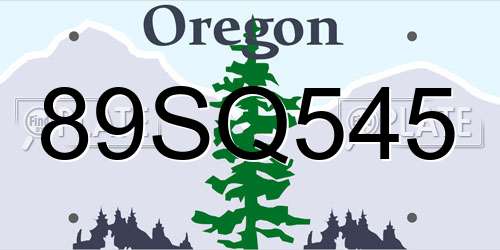 89SQ545 Oregon License Plate