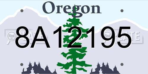 8A12195 Oregon License Plate