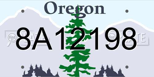 8A12198 Oregon License Plate