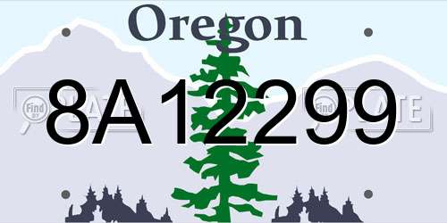 8A12299 Oregon License Plate