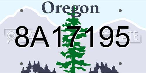 8A17195 Oregon License Plate