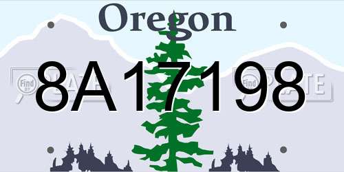 8A17198 Oregon License Plate