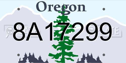 8A17299 Oregon License Plate