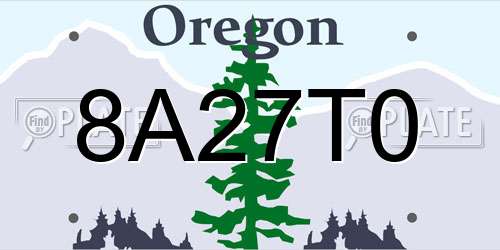 8A27T0 Oregon License Plate