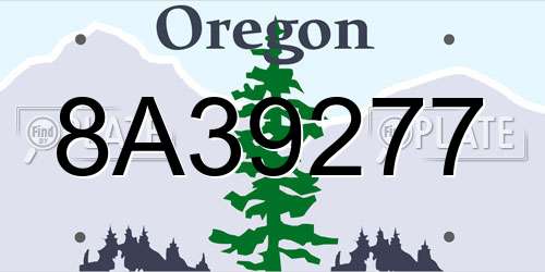 8A39277 Oregon License Plate