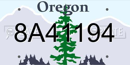 8A41194 Oregon License Plate
