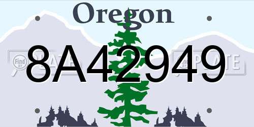 8A42949 Oregon License Plate
