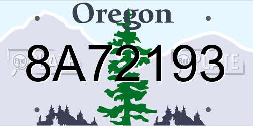 8A72193 Oregon License Plate