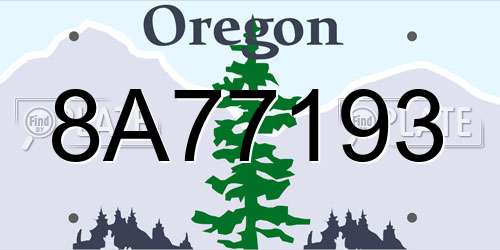8A77193 Oregon License Plate