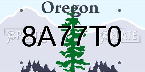 8A77T0 Oregon License Plate