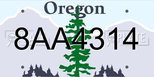 8AA4314 Oregon License Plate