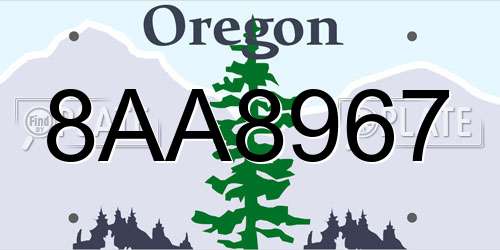 8AA8967 Oregon License Plate