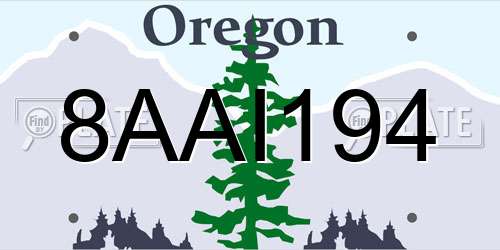 8AAI194 Oregon License Plate