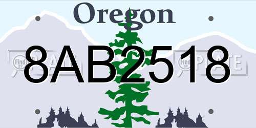 8AB2518 Oregon License Plate