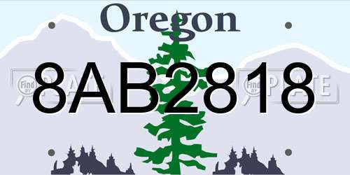 8AB2818 Oregon License Plate