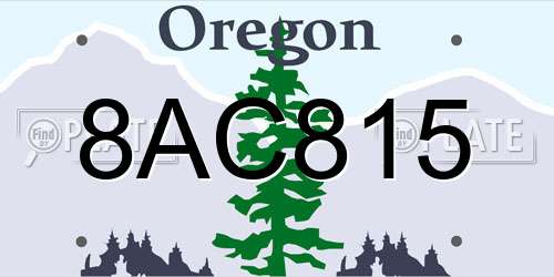 8AC815 Oregon License Plate