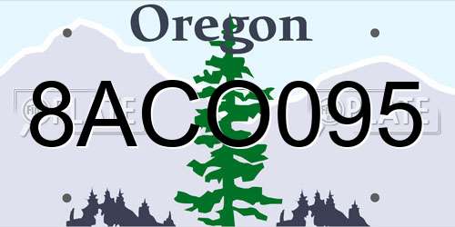 8ACO095 Oregon License Plate