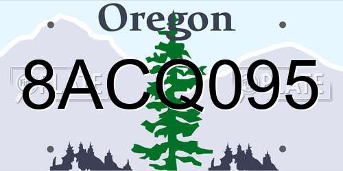 8ACQ095 Oregon License Plate