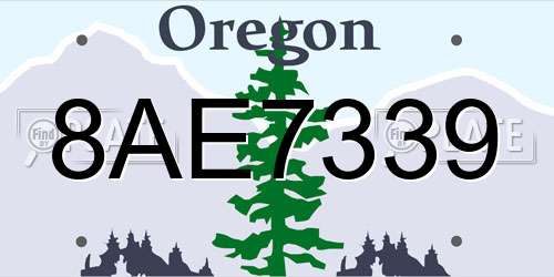 8AE7339 Oregon License Plate