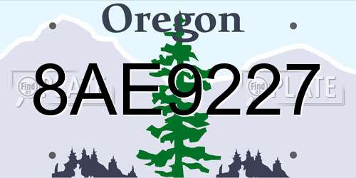 8AE9227 Oregon License Plate