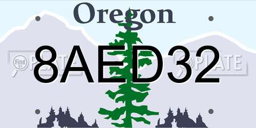 8AED32 Oregon License Plate