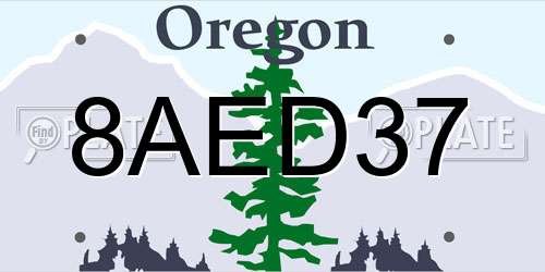 8AED37 Oregon License Plate