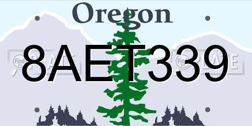 8AET339 Oregon License Plate