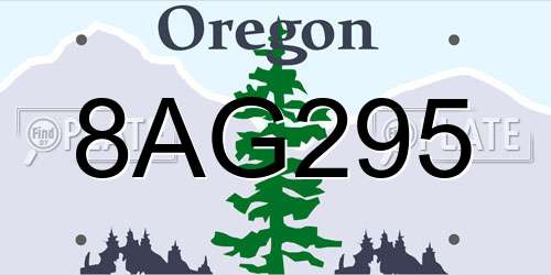 8AG295 Oregon License Plate