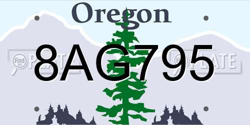 8AG795 Oregon License Plate