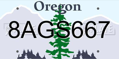 8AGS667 Oregon License Plate