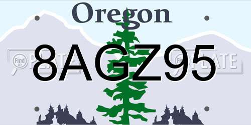 8AGZ95 Oregon License Plate