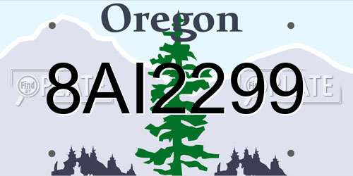 8AI2299 Oregon License Plate