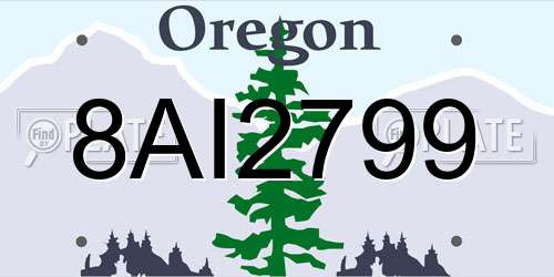 8AI2799 Oregon License Plate