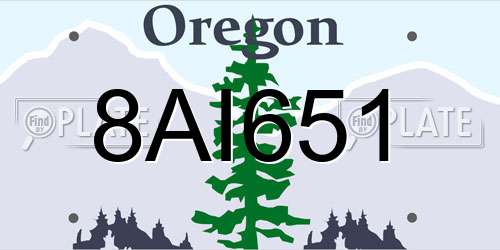 8AI651 Oregon License Plate