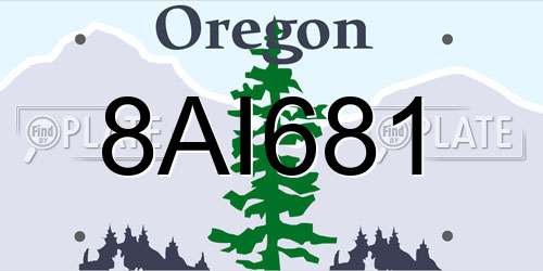 8AI681 Oregon License Plate