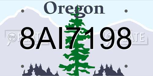 8AI7198 Oregon License Plate