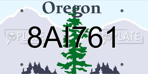 8AI761 Oregon License Plate