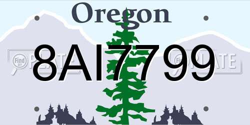 8AI7799 Oregon License Plate