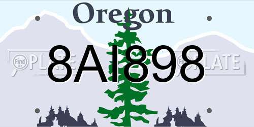 8AI898 Oregon License Plate