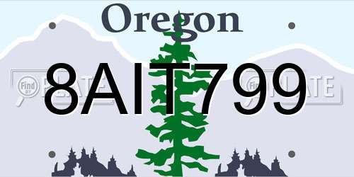 8AIT799 Oregon License Plate