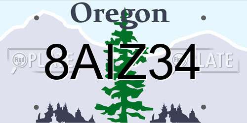 8AIZ34 Oregon License Plate