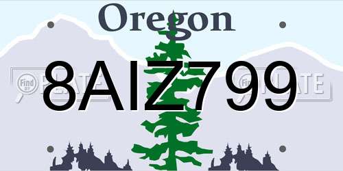 8AIZ799 Oregon License Plate
