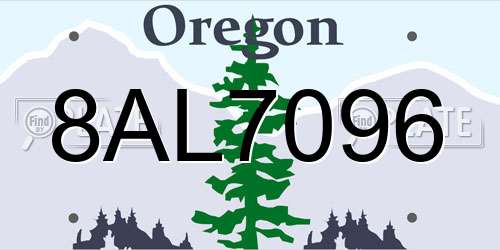 8AL7096 Oregon License Plate
