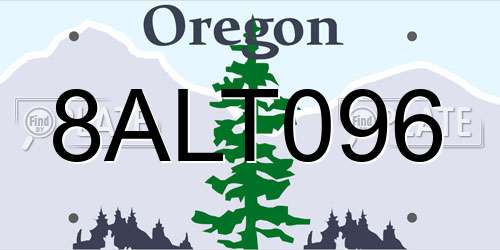 8ALT096 Oregon License Plate