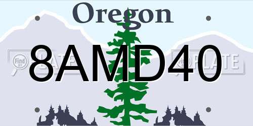 8AMD40 Oregon License Plate